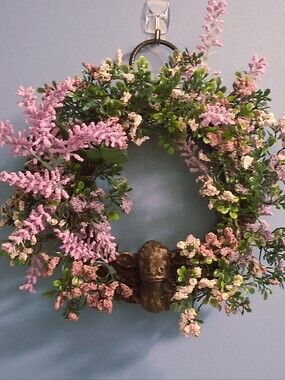 Floral Cottagecore Wreath with Greenery and Highland Cow